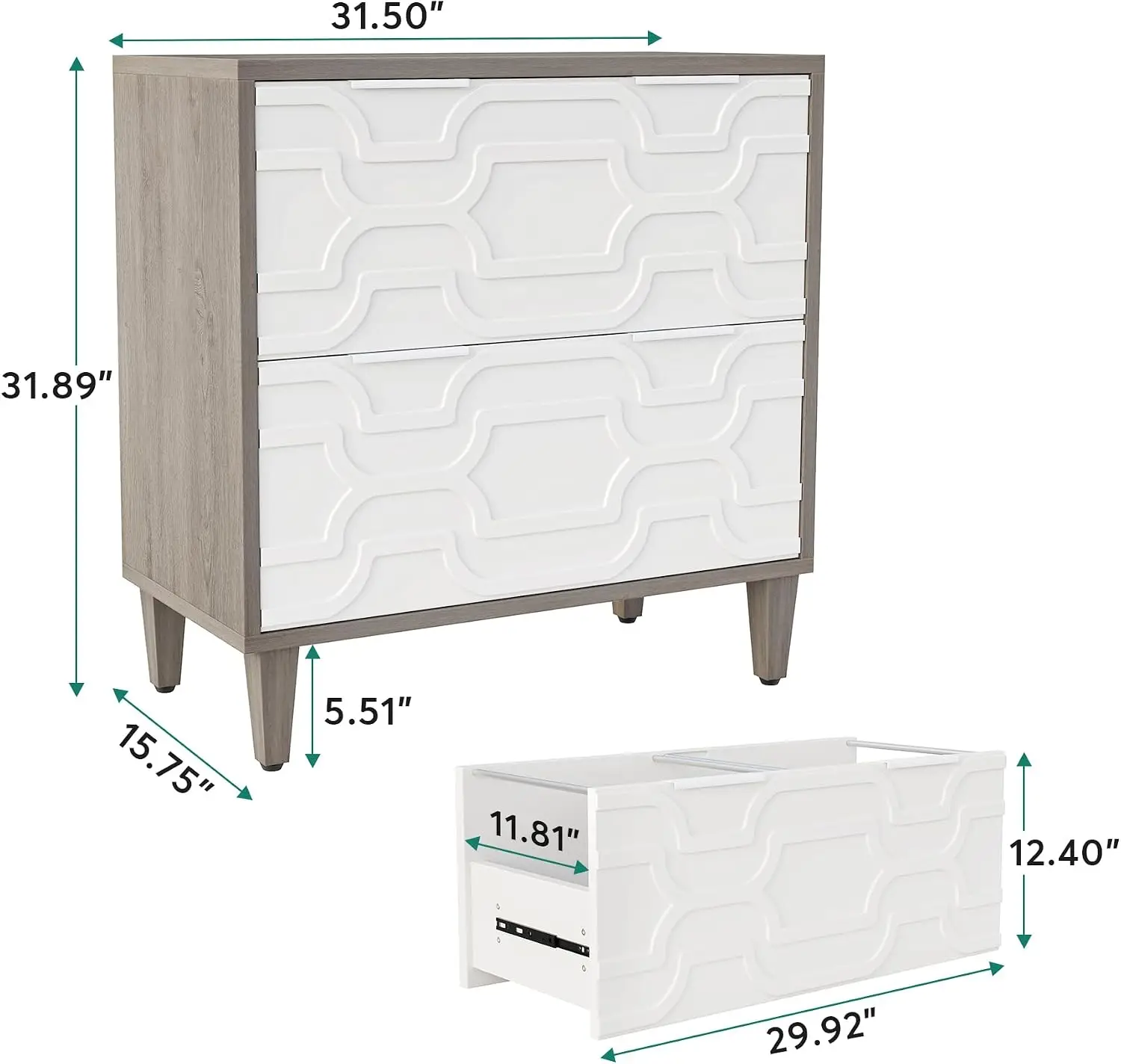 2-Drawer File Cabinet, Lateral Filing Cabinet for A4/Letter/Legal Size, Office Storage Cabinet, Printer Stand with Storage Drawe