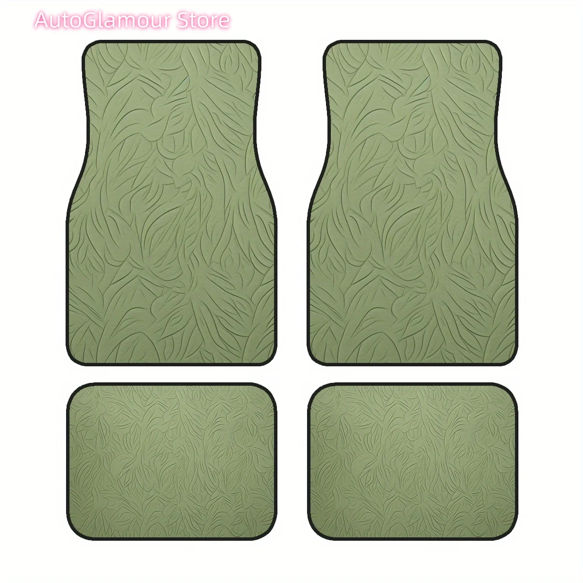 

4pcs Non-Slip Car Floor Mats, Green Wave Texture Design, Compatible with Sedans and SUVs, Interior Decor, Protects Car Floor