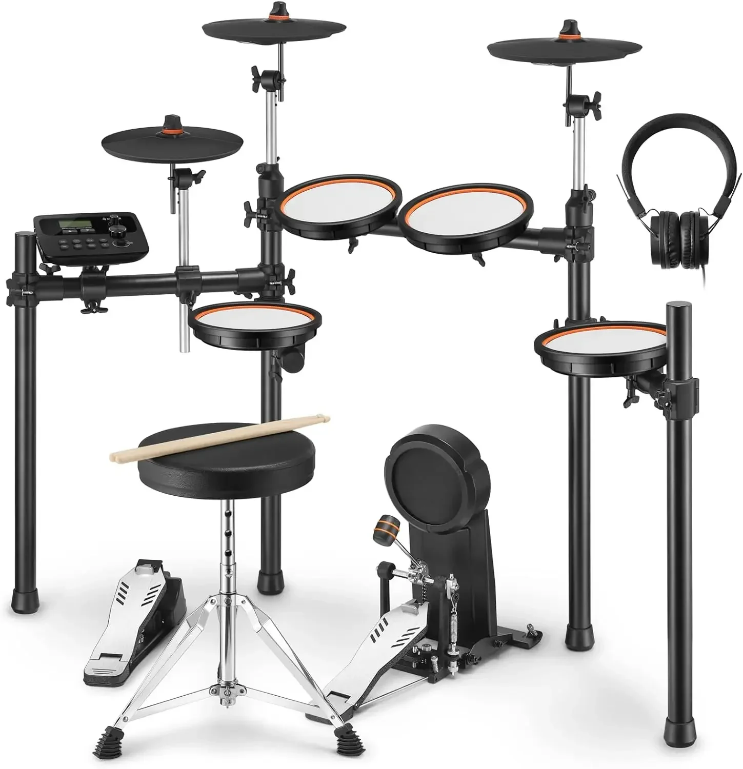 Electric Drum Set, Electric Drum for Beginner/Intermediate with Dual Zone Quiet Mesh Drum Pads, Mesh Kick Drum, 30+ Kits