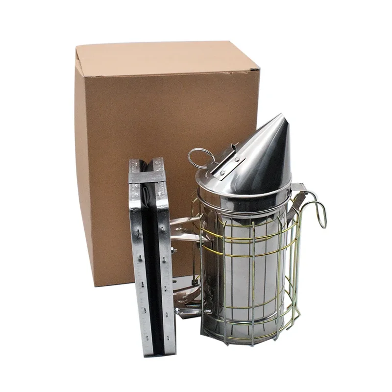 Stainless Steel Beekeeping Smoker Bee Smoke Transmitter Kit Beehive Smoker with Heat Shield Protection Beekeeping Equipment