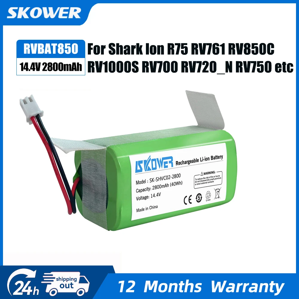 SKOWER RVBAT850 Akku für Shark Ion Robot RV1001AE R75 R85 R761 RV850 RV1000S RV1000VL RV700_N RV720_N Staubsauger