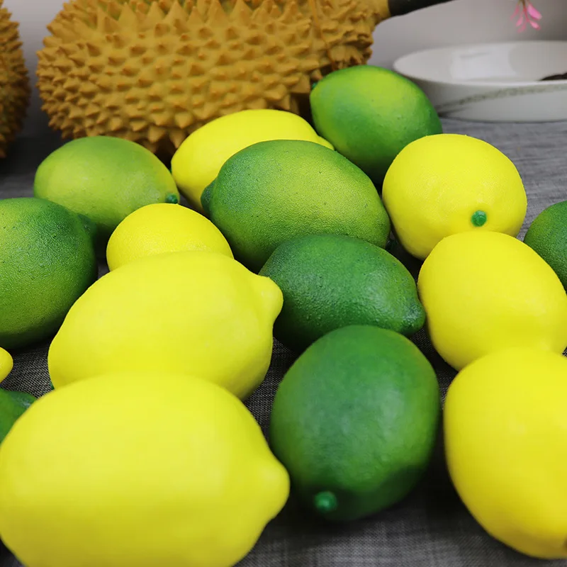 30PCS 9CM Green Yellow Lemon Christmas Halloween New Year Festival Party Supplies Fake Fruits Home Decoration Artificial Fruits