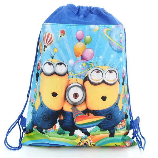 Minions animation peripheral creative kawaii printed drawstring bag cartoon cute children non-woven drawstring bag wholesale