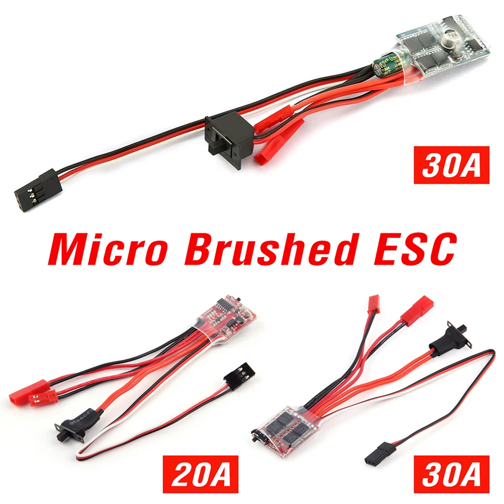 20A 30A Brushed ESC RC Motor Micro ESC for Mini 1/16 1/18 1/24 RC Car Boat Tank w/Brake