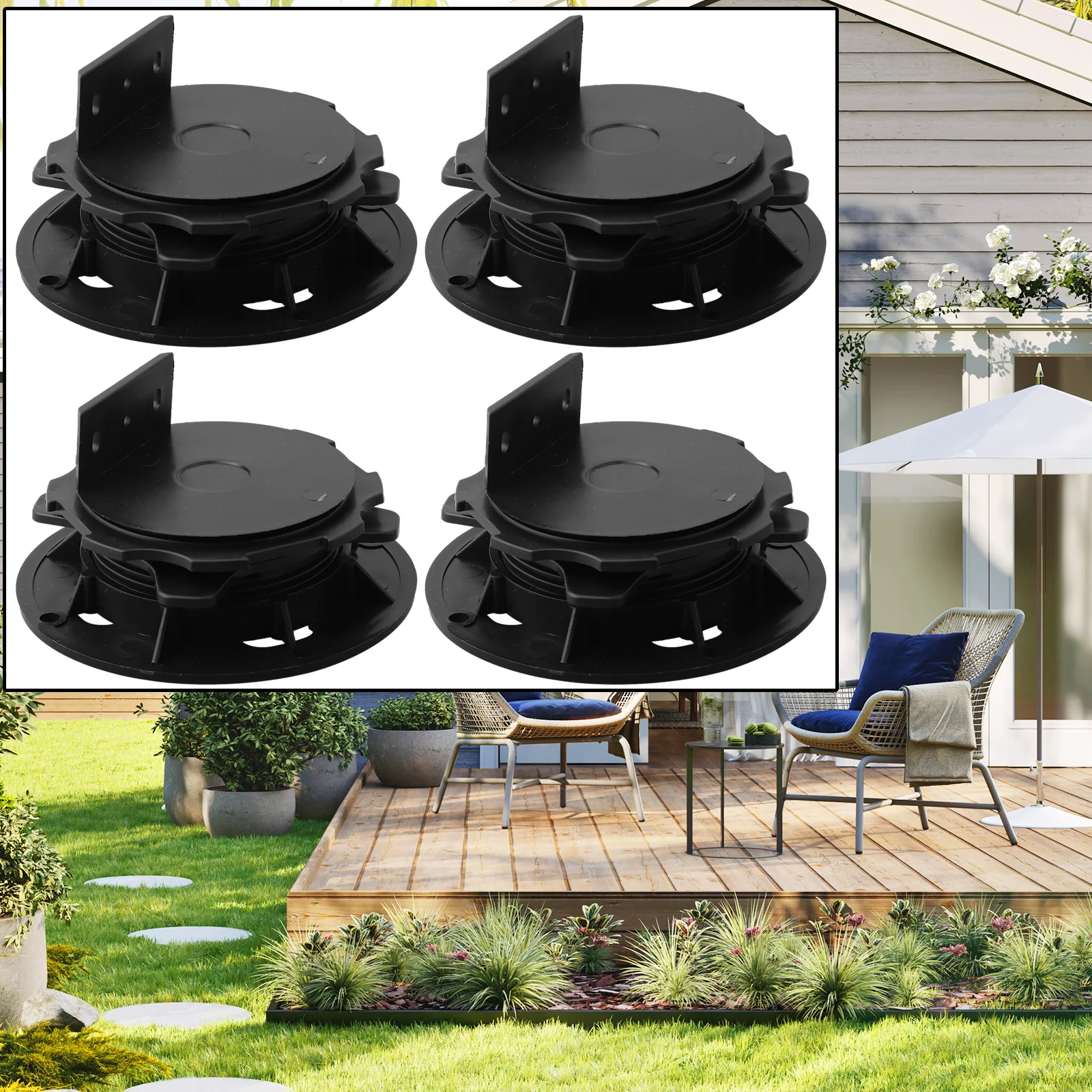 4Pcs/set Height Adjustable Decking Support Pedestal Eliminate Slope Difference Decking Boards Slab Bearing Terrace Bearing