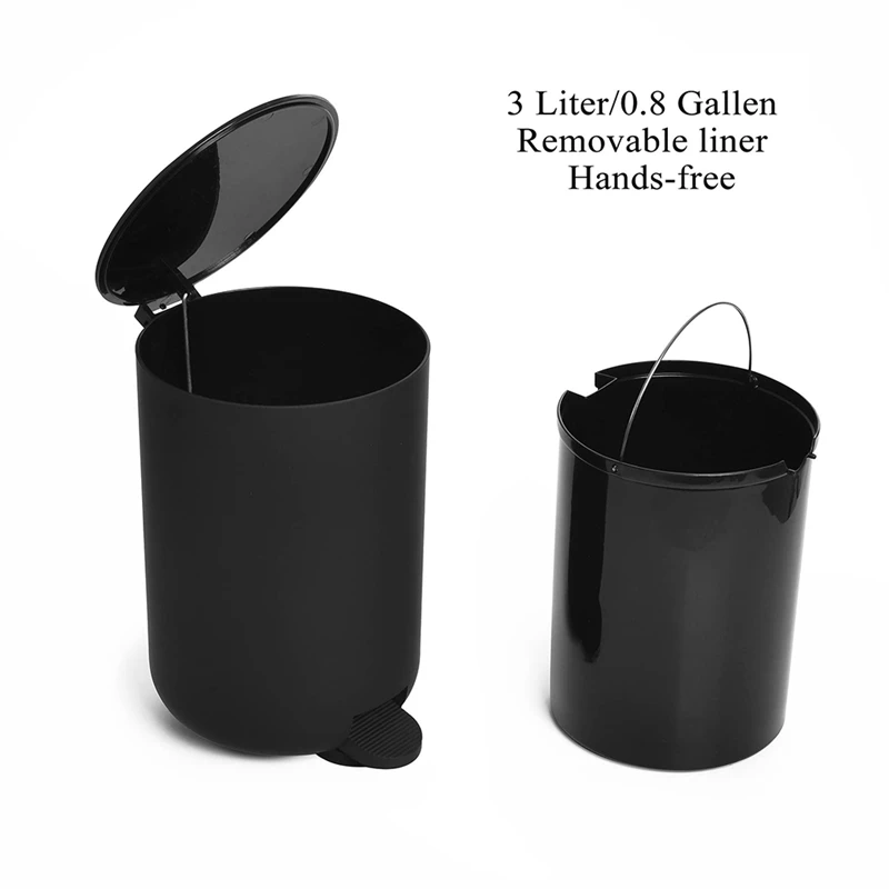 Bathroom Set Small Trash Can Home Bathroom Decoration Storage Wash Set Toothbrush Holder, Soap Dispenser Dressing Table(Black)