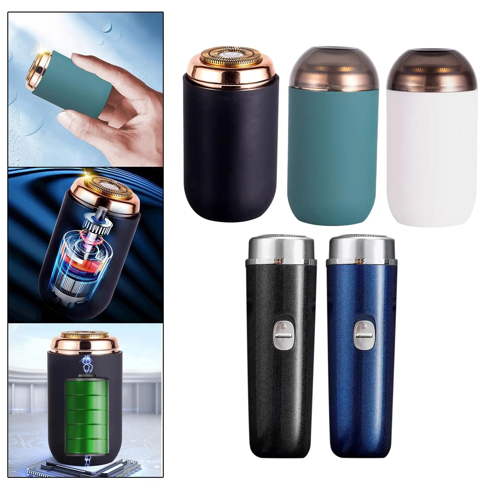 Mini barbeador elétrico à prova d'água com carregamento USB de bolso compacto para escritório