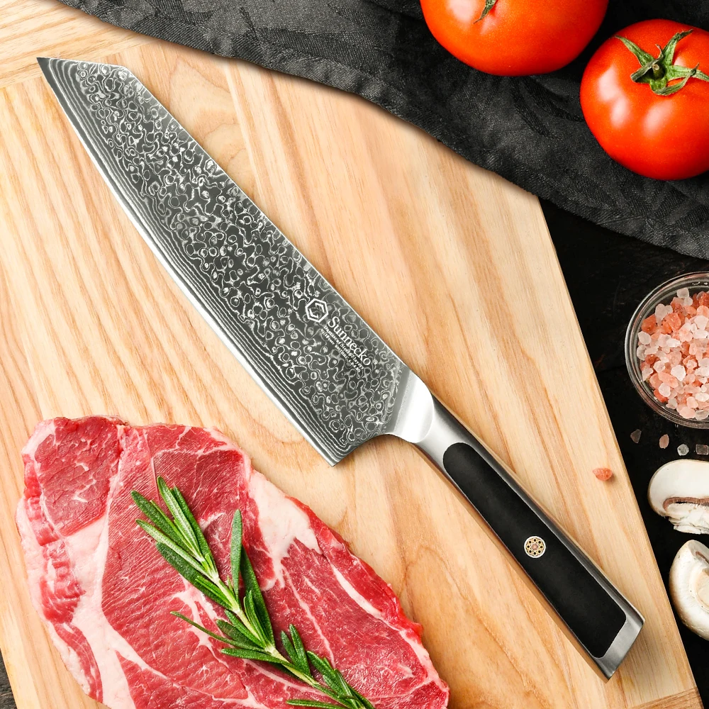 سكين Sunnecko دمشق 8 بوصة سكين Kiritsuke فائق الحادة VG10 دمشق الصلب سكين الشيف الياباني أدوات القطع أدوات الطبخ