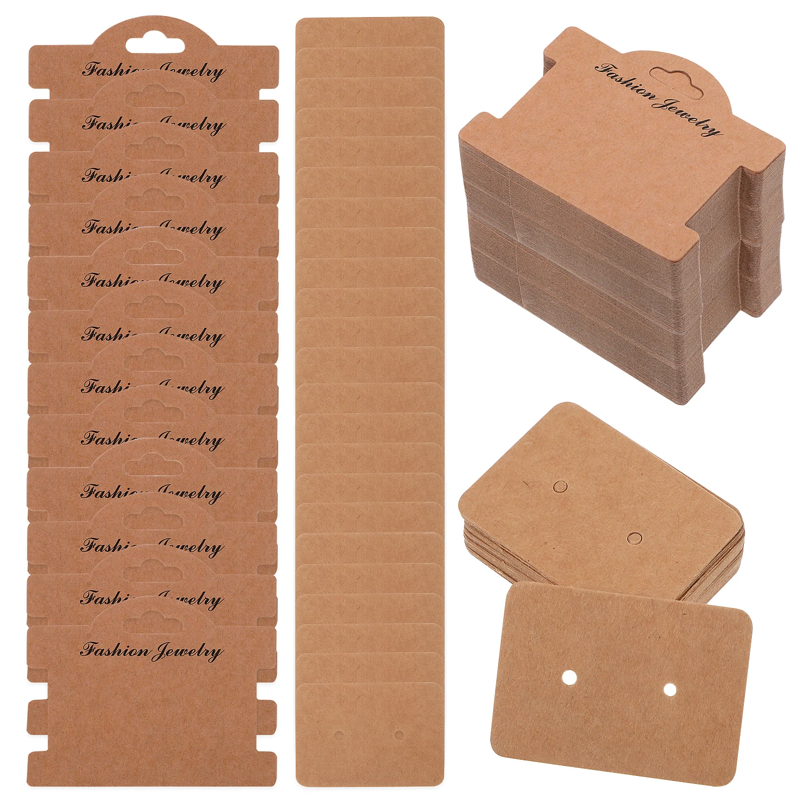 

200 Pcs Display Cards for Bracelet Earring Jewelry Showing Tag Packaging 100 Each Brown Kraft Paper Storage Showcases