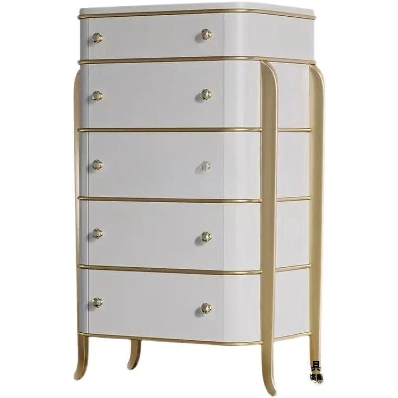 

American light luxury bedroom storage cabinet modern simple living room solid wood, white drawer cabinet customization
