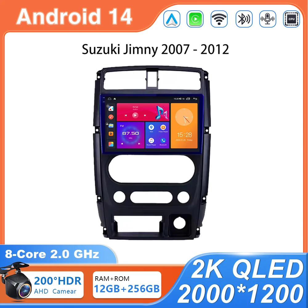 

Автомобильный радиоприемник Android 14 для Suzuki Jimny 2007-2012 Автомобильный мультимедийный видеоплеер Навигация Стерео GPS BT Carplay без 2 din 2 DIN
