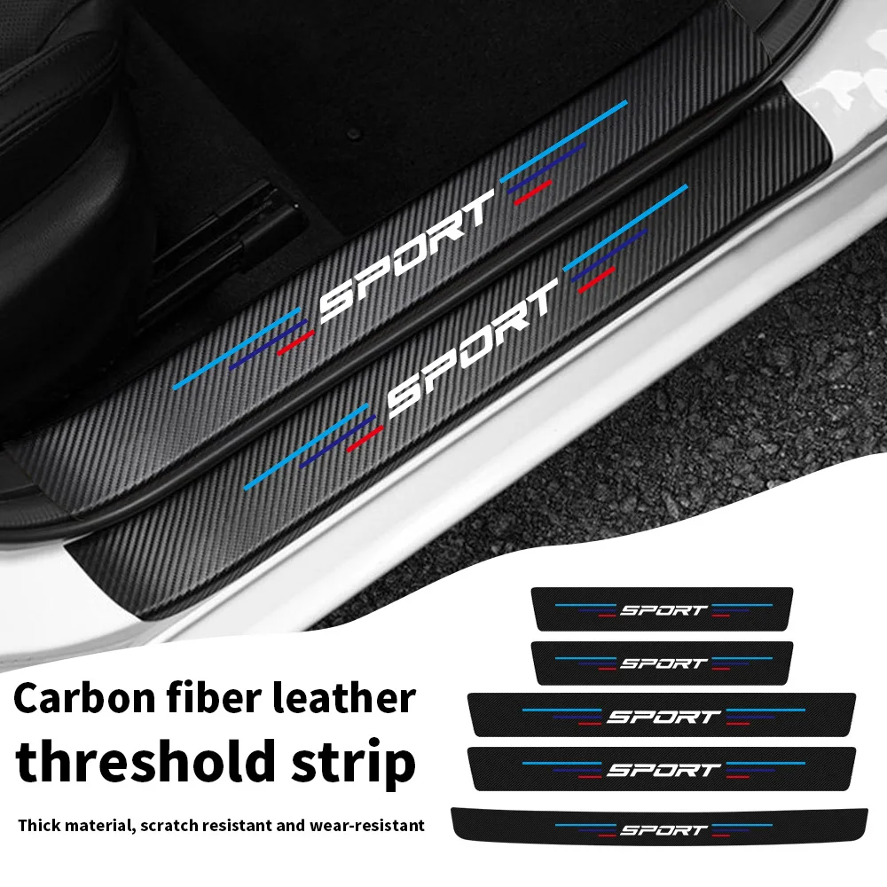 Three-Line Blue and Red Sport Car Door Sill Strip Creative Modification Cute Girl Car Door Pedal Anti-Scratch Protective Strip