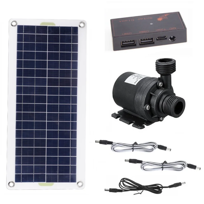 50W Solar Water Pump 800L/H DC12V Solar Water Fountain Pump Low Noise for Family Garden Water Fountain Irrigation Pump