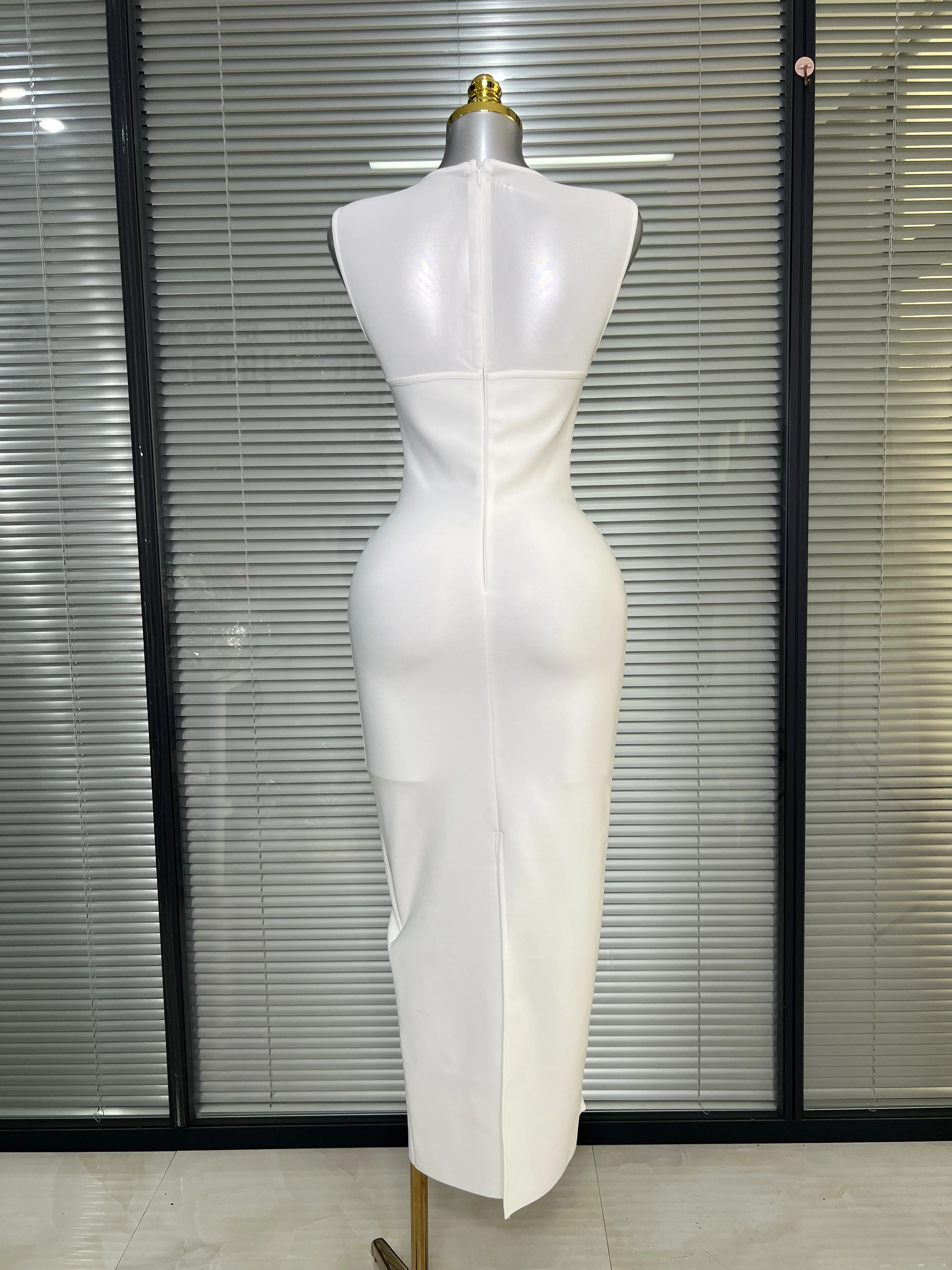 Summer New 2025 Women Black White Long Bodycon Bandage Dress Knitted Mesh Tank Evening Party Dress Vestido