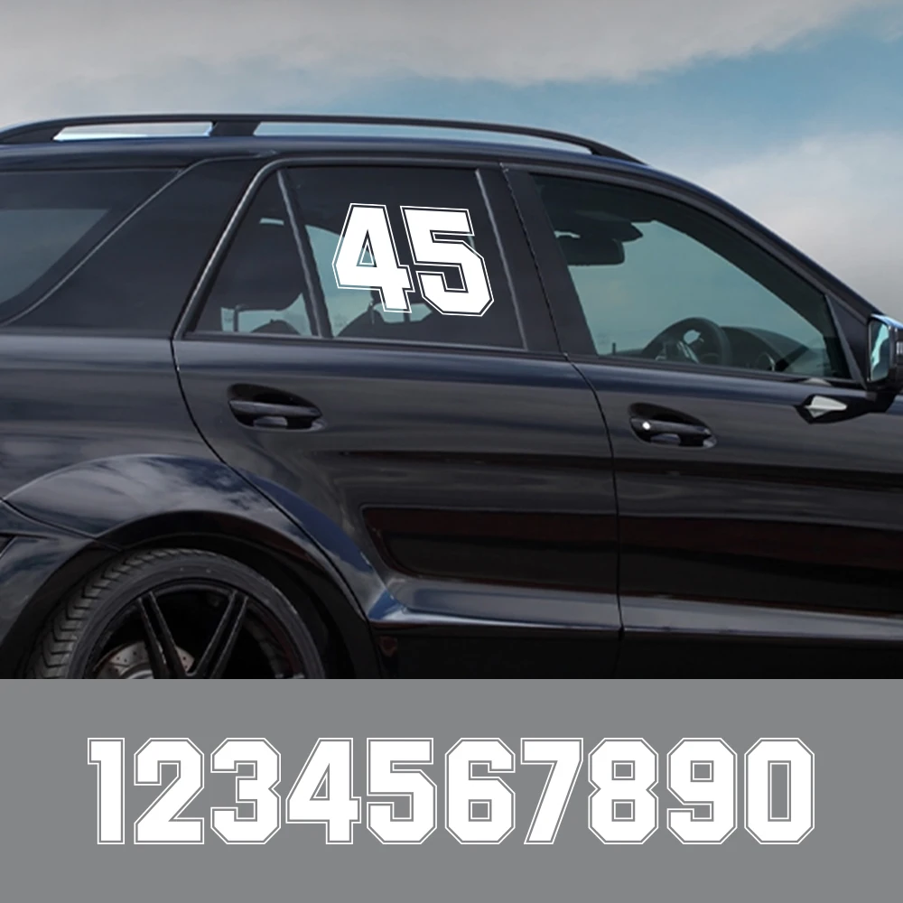 Number Styling Stickers 0-9 Vinyl Decals for Car Side Door Auto Tuning Accessories Custom Decoration Film