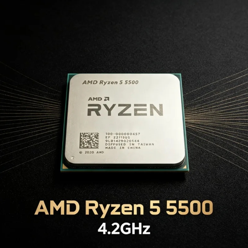 Processeur AMD R5 5500, 6 cœurs, 12 threads, 4,2 GHz, 65 W TDP, prend en charge la mémoire DDR4, socket AM4, CPU sans ventilateur