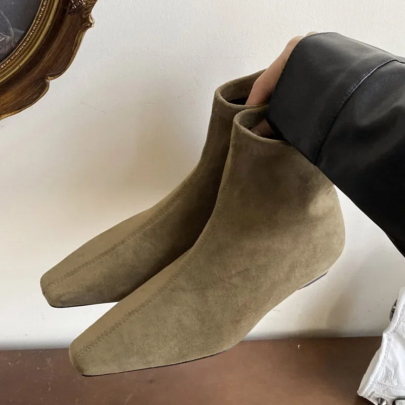 

Aneikeh/Осенне-зимние удобные женские ботильоны на низком каблуке, обувь на молнии, модная обувь с острым носком, Botas Para Mujer
