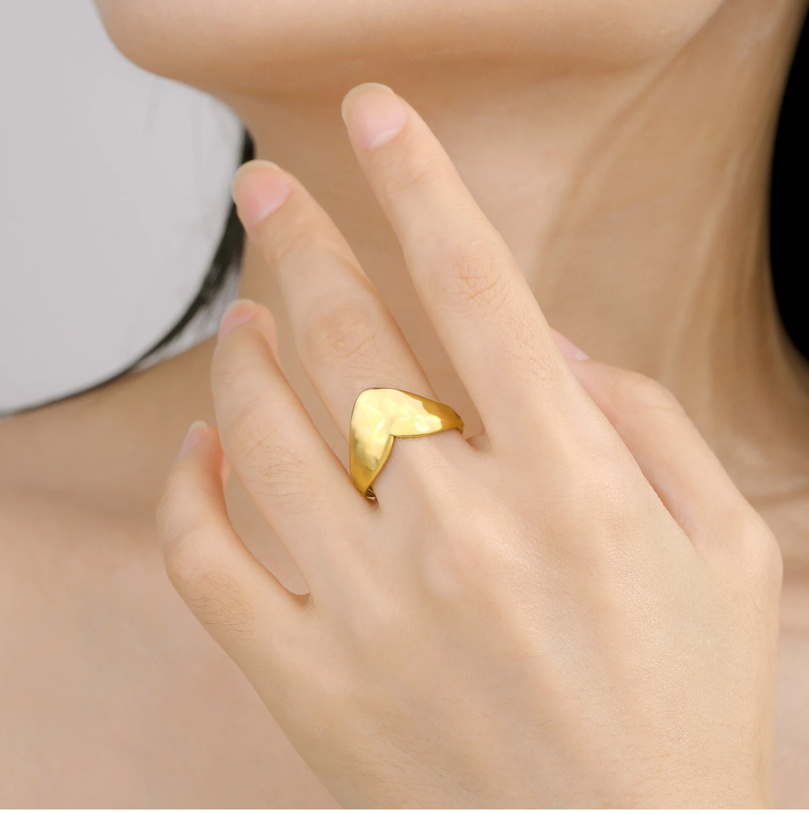 CoolTime Minimalistische Edelstahlringe für Damen, Eleganter Unregelmäßiger Trendiger Offener Ring, Anlaufbeständiger Alltags-Schmuck – Detail 11
