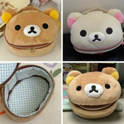 Rilakkuma bolsa de maquiagem de pelúcia para meninas, caixa de armazenamento tridimensional, Little Bear Head Jewelry Box, bonito Rilakkuma, novo