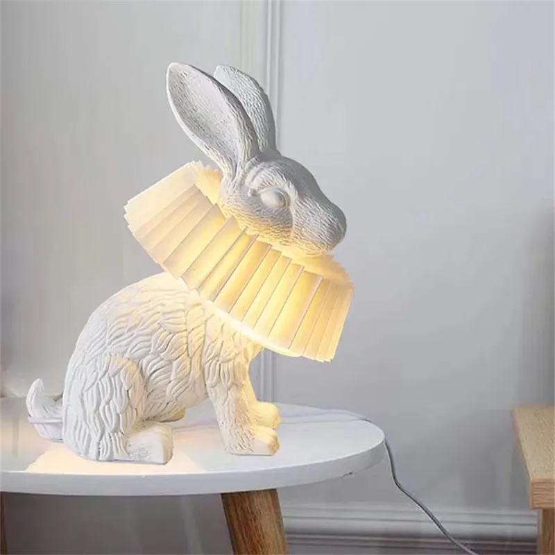 Imagem -06 - Nordic Cute Table Lamp For Children Animal Coelho Infantil Quarto Estudo Resina Mesa Luminária Decoração de Casa Interior Kids Room