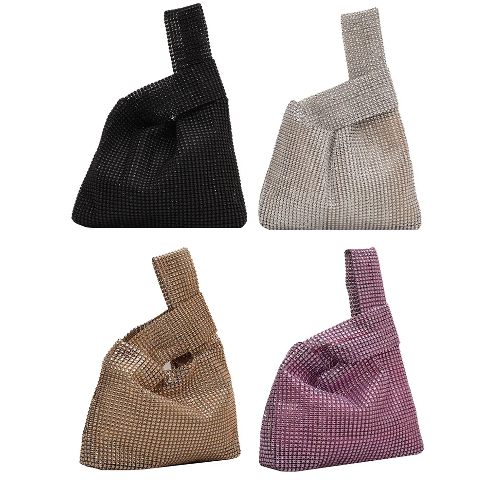 

Women Crystal Bling Bag Solid Color Rhinestone Glitter Vest Purse Versatile Small Luxury Clutch Female Evening Party Handbag