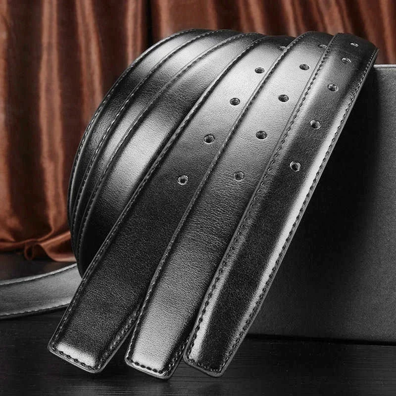 2,4 2,8 3,0 3,2 3,5 3,8 cm Breite Echter Gürtel Keine Schnalle Männer Dornschließe Leder Schwarz Rindsleder Gürtelkörper ohne Schnallenriemen – Detail 6