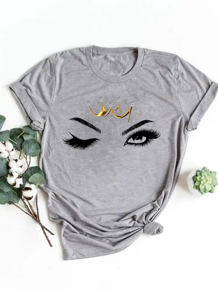 

Tee Eye Lashes Style Cute Trend Basic Clothing Summer Top Women Clothes Print T Shirt Fashion Short Sleeve Graphic T-shirt