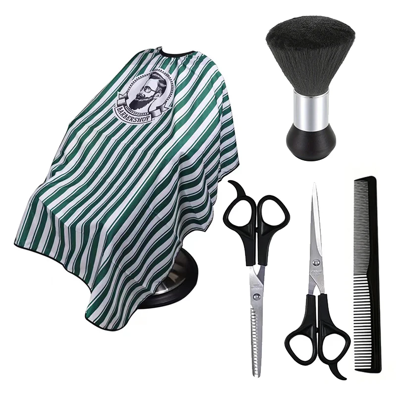 Professional barber hair shawl, adjustable salon hair apron, comb brush kit for hair dyeing and shaving scissors