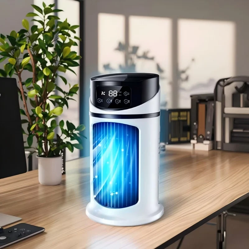 

USB charging desktop fan with humidifier, spray timer, portable, silent, cooling fan for home use, air cooling fan
