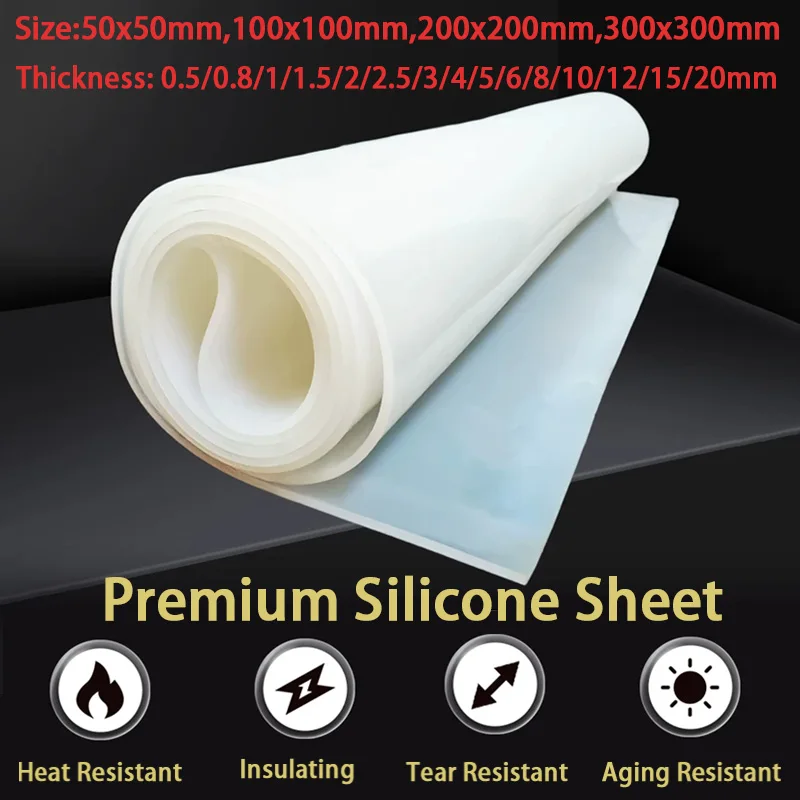 Translucent Silicone Sheet White Silicone Gasket No Peculiar Smell High Temperature Resistance Silicone Sheet 0.5-20mm