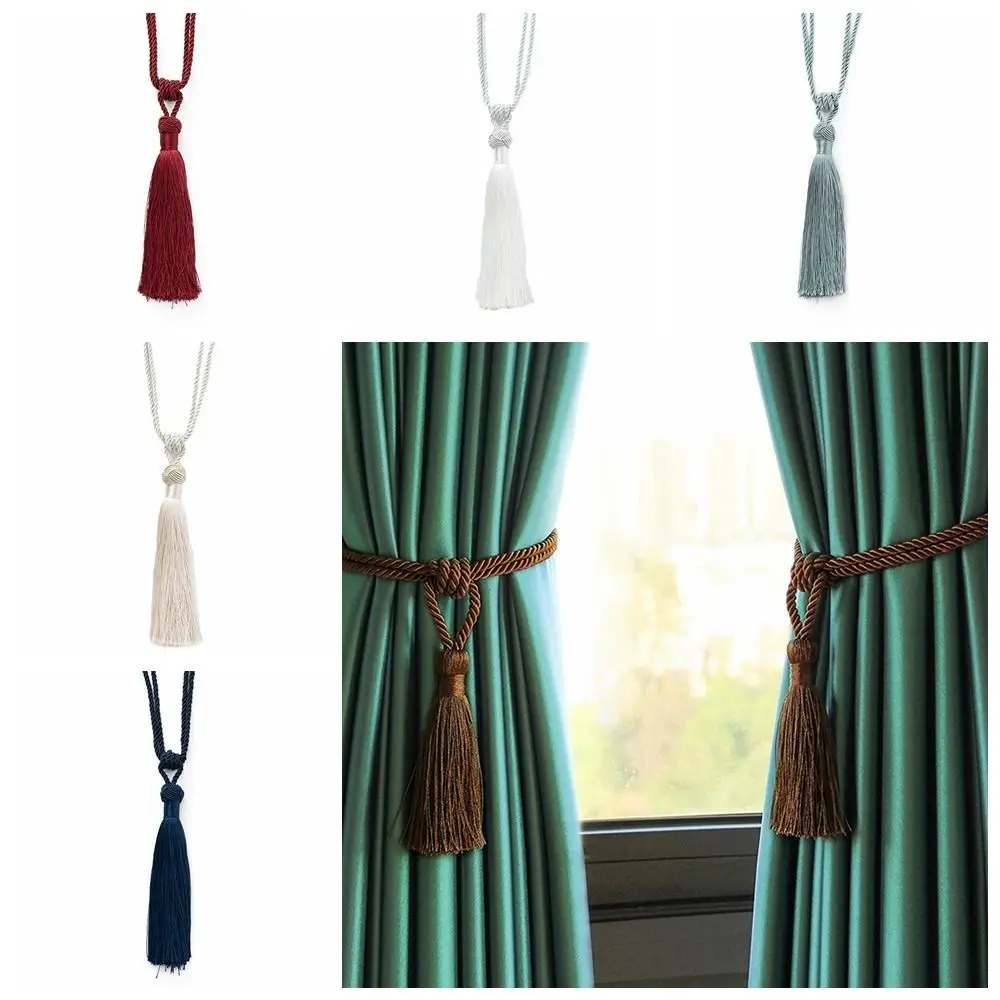 Elegant Braided Tassel Curtain Tiebacks Simple Classic Curtain Hanging Ball Strap Satin Rope Handmade Window Fringe