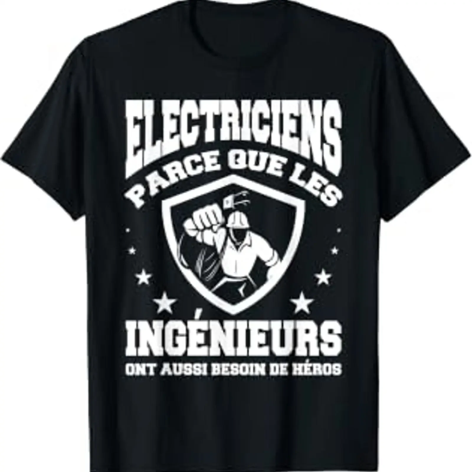 T-shirt noir S vintage délavé et extensible pour électriciens et ingénieurs, motif "Electricity Need Hero", vêtements de créateur, doux et confortables