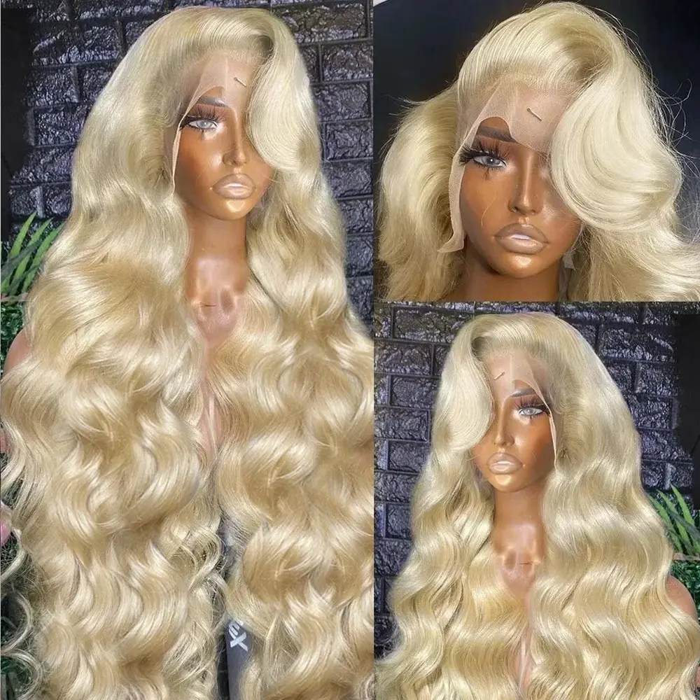 Honey Blonde Body Wave Human Hair Lace Front Wig 13x4 HD Transparent Lace Frontal Human Hair 613 Pre Plucked Full Frontal Wigs