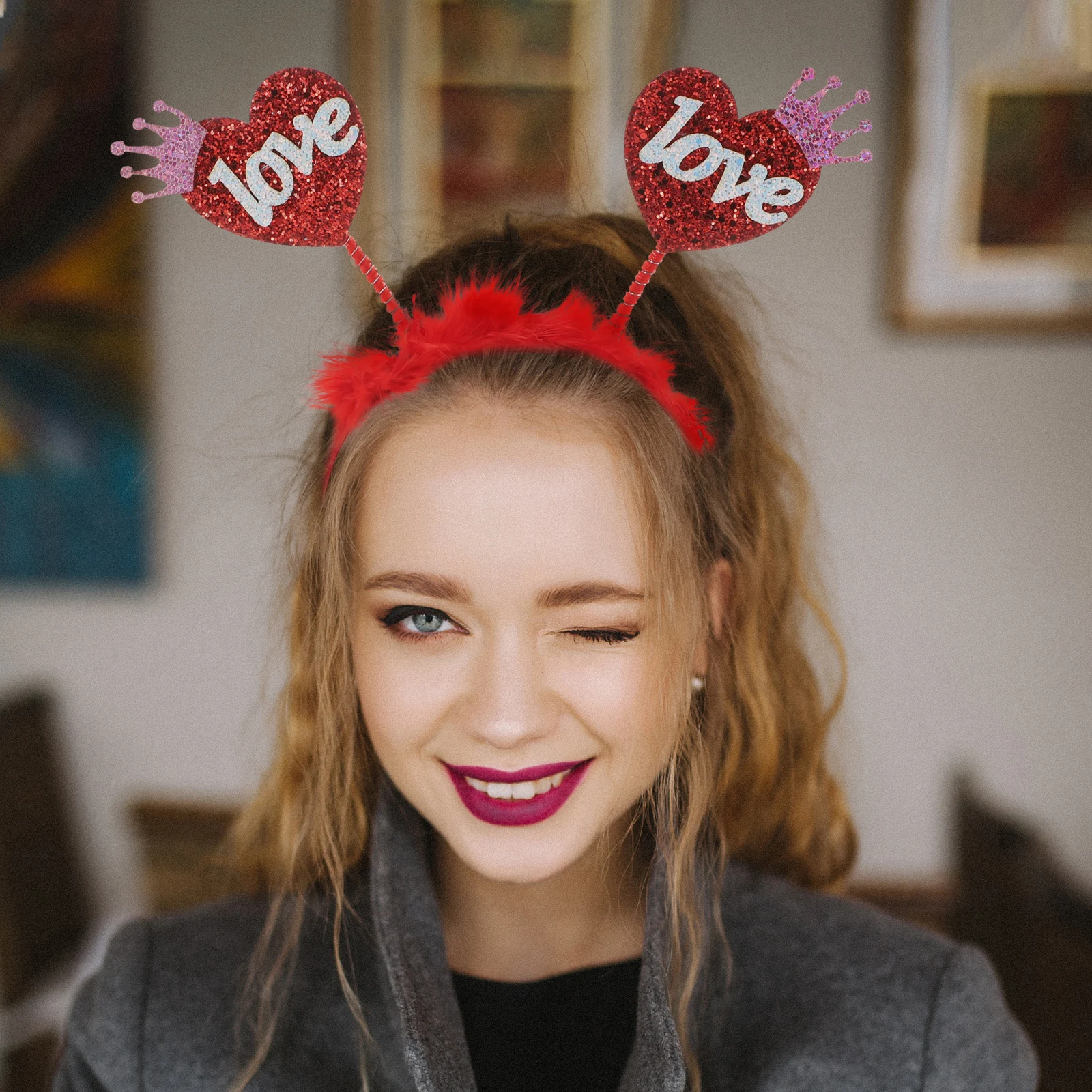 

2 шт., повязка на голову с сердечком, милые аксессуары для волос на день Святого Валентина для детей и женщин, повязка на голову с красным сердечком, подарки на день Святого Валентина