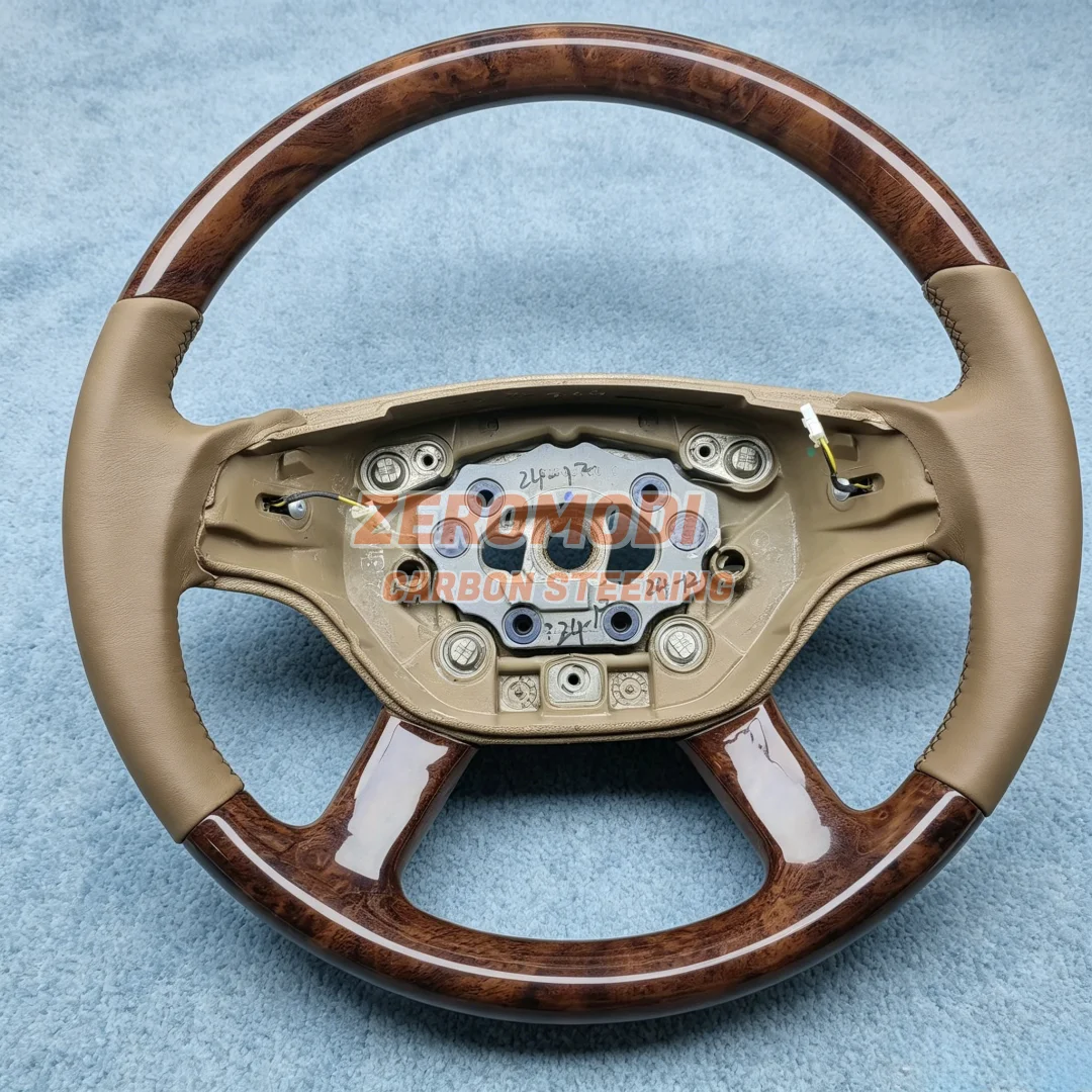 

Leather and Wood Steering Wheel Car Interior Replacement for Mercedes Benz W221 W216 S CL Class