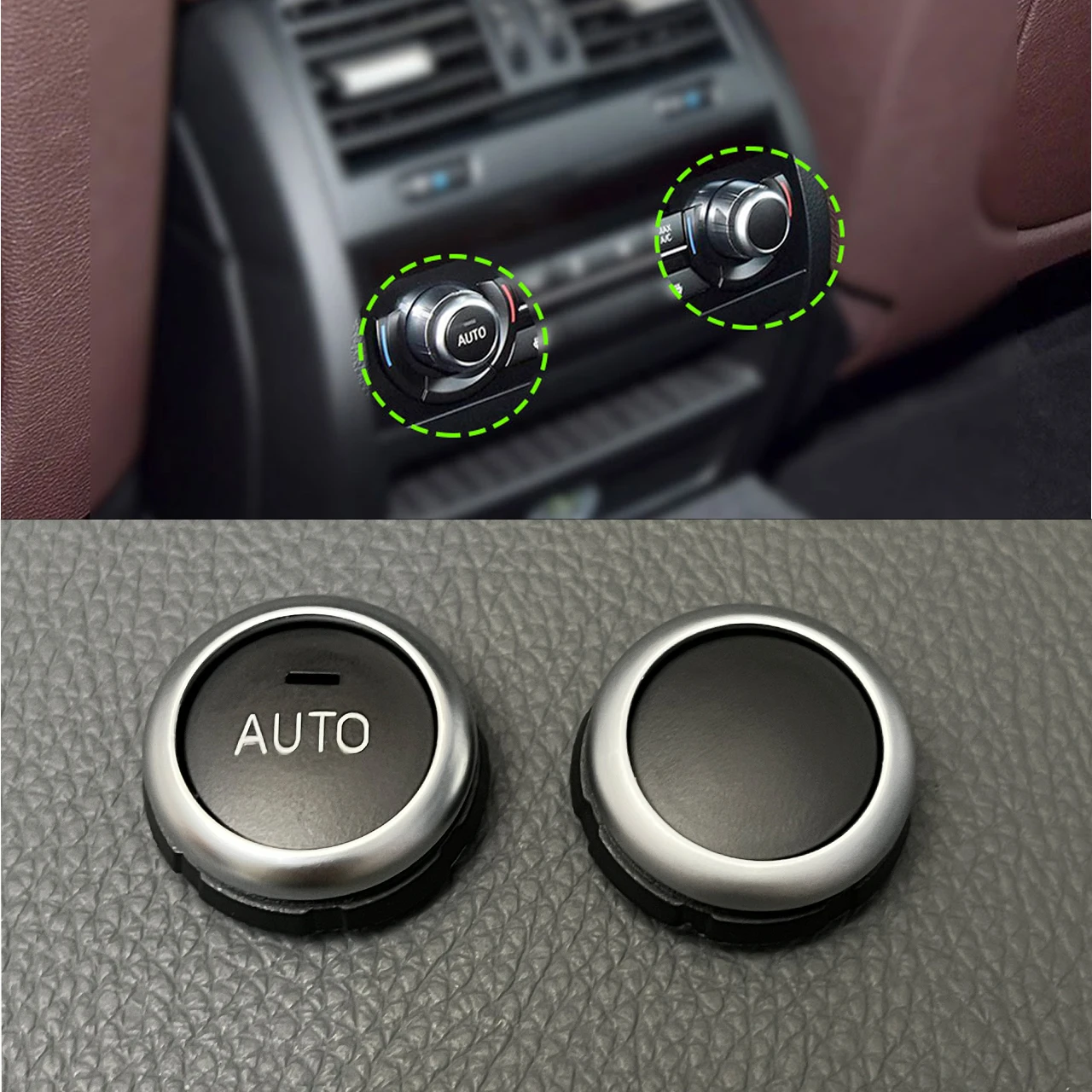 لسيارات BMW 5 6 7 Series F10 F06 F07 F02 تكييف الهواء الخلفي للسيارة ضبط غطاء المقبض A/C دوران مقبض التحكم زر الملحقات