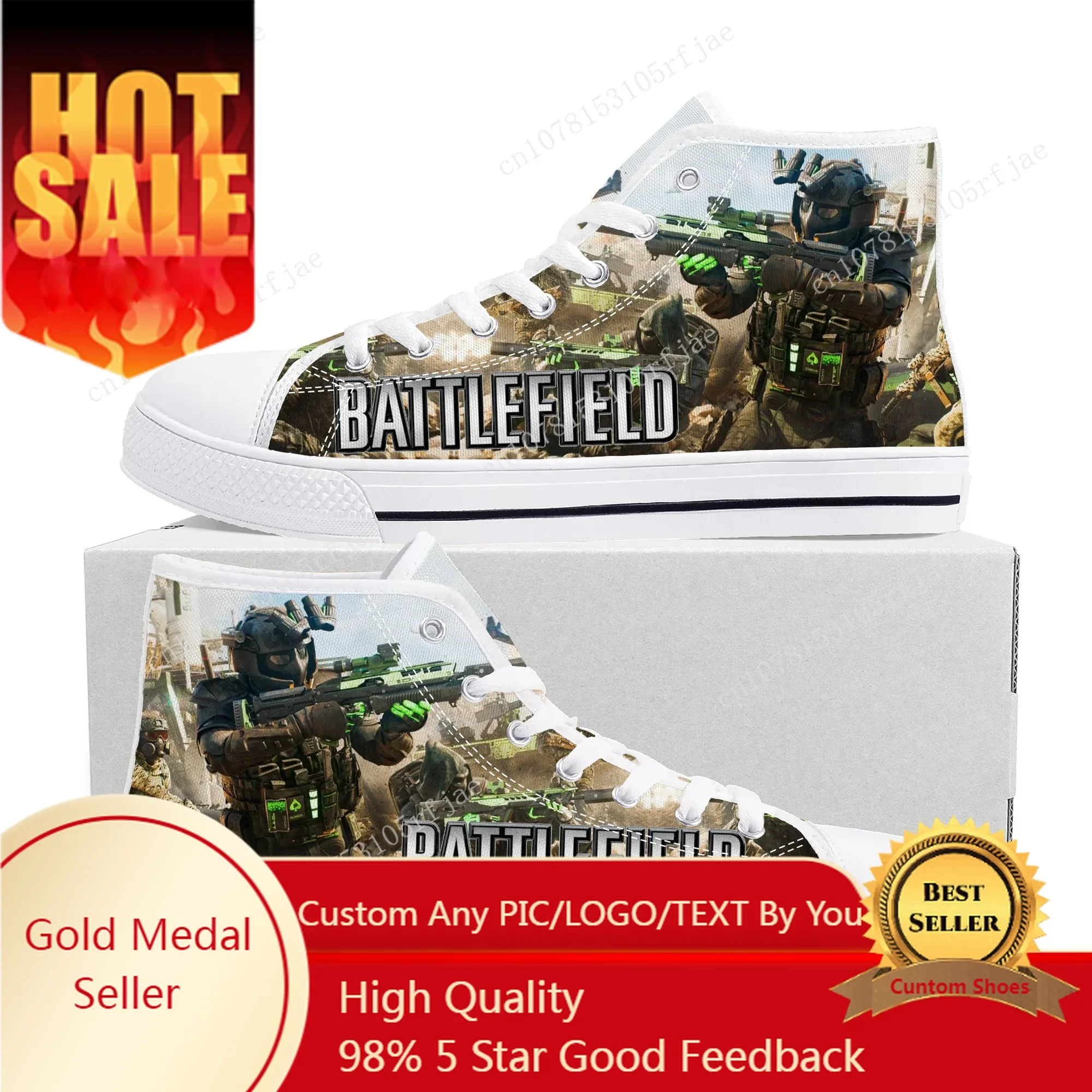 

Battlefield High Top Sneakers Hot Cartoon Game Mens Womens Teenager High Quality Canvas Fashion Shoes Casual Tailor Made Sneaker