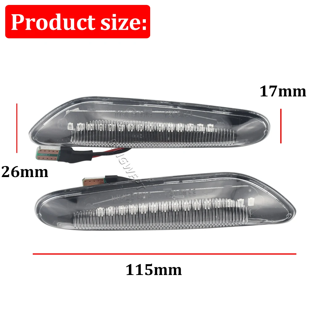 2PCS For BMW E60 E61 E87 E90 E91 E92 E93 E81 E82 E88 E46 X3 E83 X1 E84 NEW LED Flashing Dynamic Turn Signal Side Marker Lights