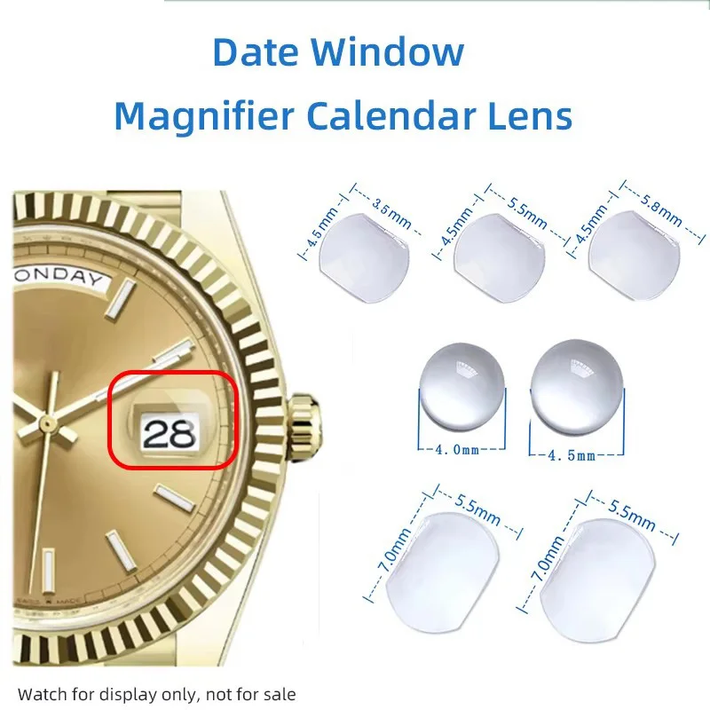 Free shipping Magnifier For Tudor Rolex Water Ghost With 7.0*5.5mm 5.8*4.5mm Watch Glass Lens Sapphire Swiss Glass Date Window