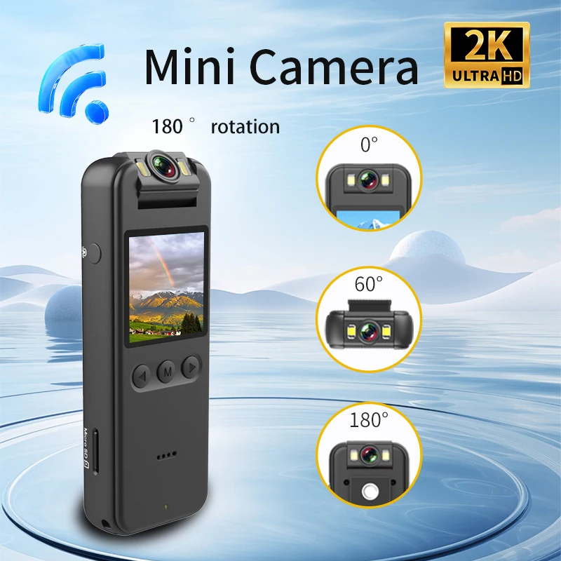 2K HD Mini Digital DV Camera Mini WIFI Hotspot Camera Outdoor Sports Bicycle Portable Back Clip Camera