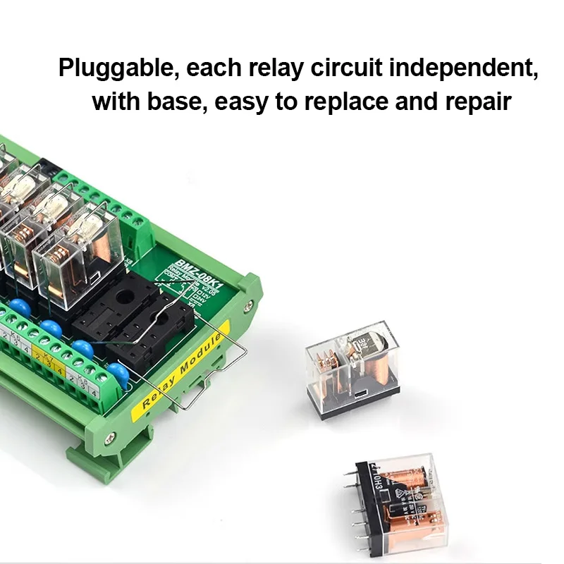8 Channels 1NO+ 1NC DIN Rail Mount Interface Relay Module With G2R-1-E 16A  INPUT DC 12V 24V PNP NPN Compatible