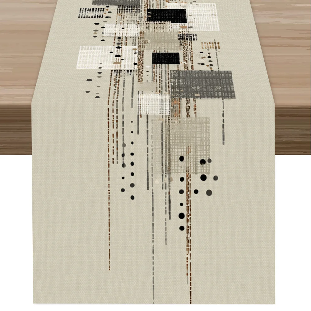 Minimalist Square Geometric Art Table Runner - Modern Abstract Abstract Pattern Cover for Living Room Coffee Table Decor