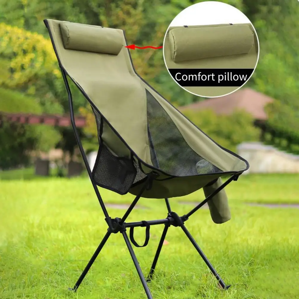 Portable Moon Chair Portable Lightweight Moon Chair with Headrest Side Pocket for Camping Hiking Backpacking Heavy Duty Aluminum