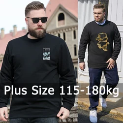 Printed Pullovers Men Plus Size 7XL 8XL 115-180kg Oversized Round Neck Long Sleeve Loose Tops Big Size Clothing Camiseta Hombre