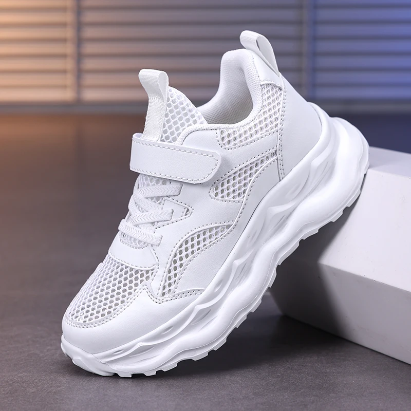 

Summer Single Net Children Casual White Shoes Breathable Boys Anda Girls Running Shoes Lightweight Tennis Walking Shoes for Kids