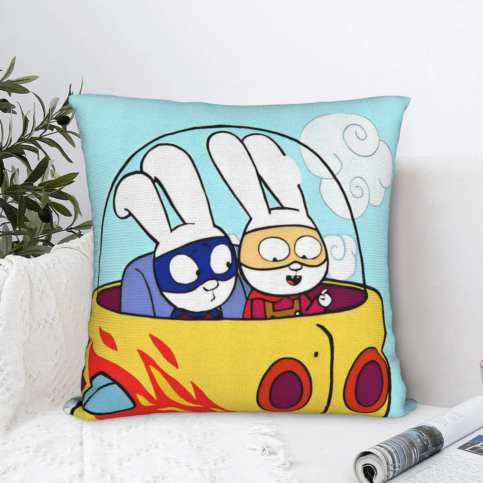Simons Super Rabbit Cute Cartoon  Pillowcase Polyester Cushion Cover Decorative  Pillow Case Cover Home Zipper 45X45cm