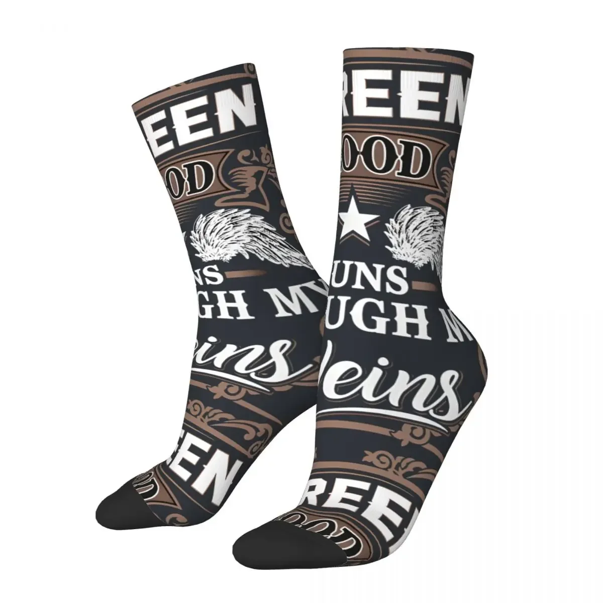 Crazy compression Name Blood Runs Through My Veins Item Sock for Men Harajuku Loreen Tattoo Seamless Pattern Crew Sock Casual