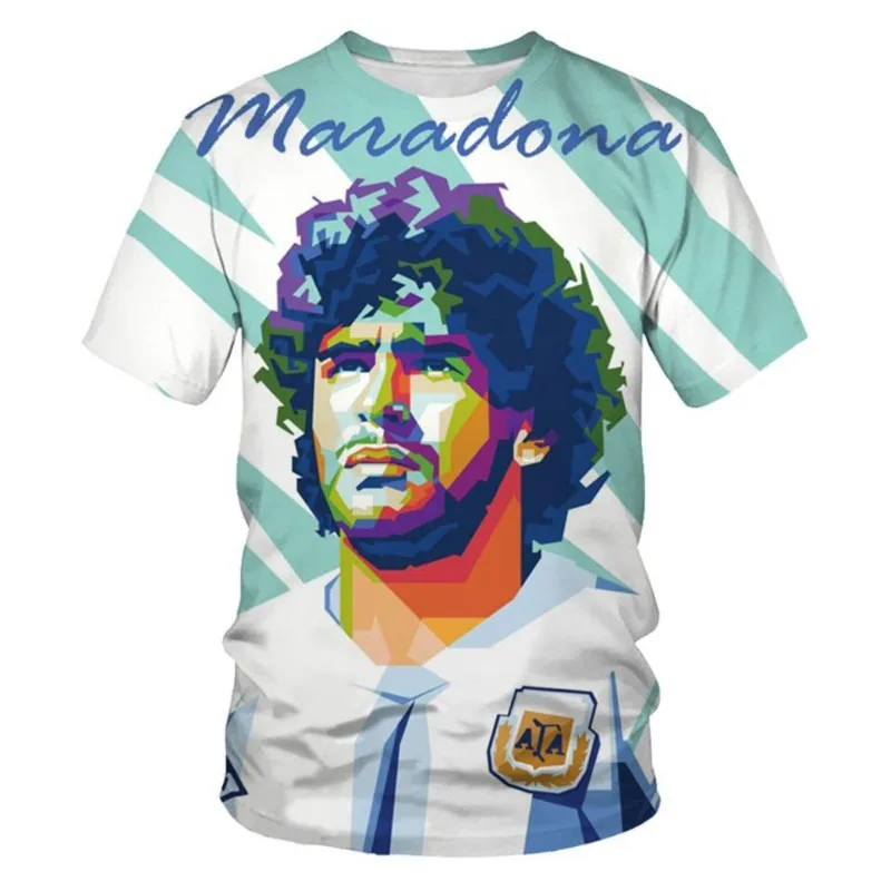 2024 Summer New 3D Printed Short Sleeve T Shirts for Men Women Fashion Casual Streetwear Maradona Shirts Kids Top Men's Clothing