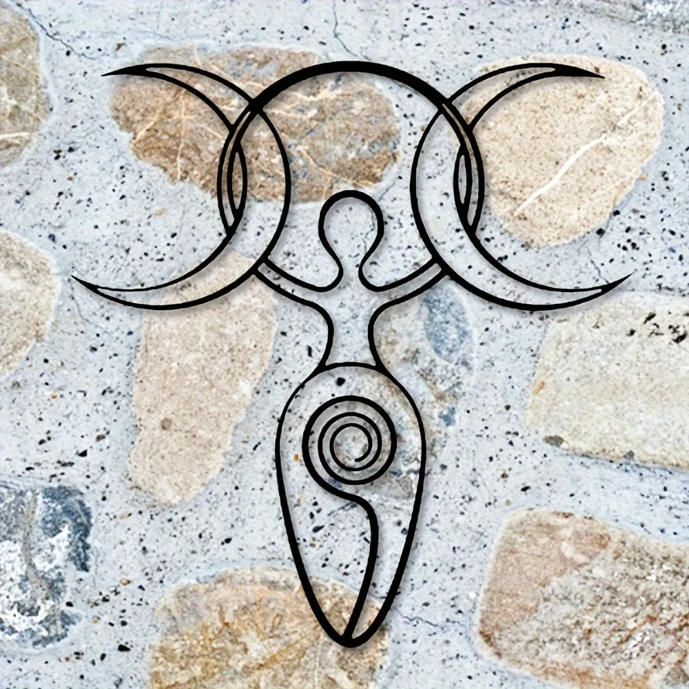 CIFBUY Wrought Iron Wall Art Triple Moon Metal Sculpture Moon Goddess Decor Easy Hang Home Yoga Room Hanging Statue Halloween