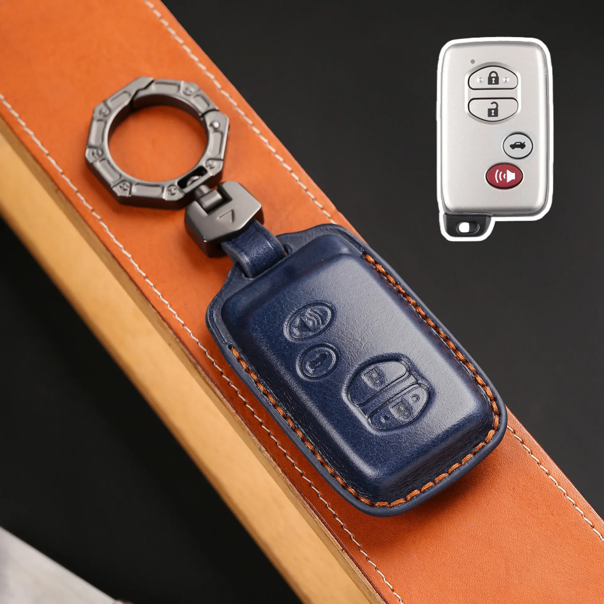 

1pc Car Key Fob For Toyota Corolla Camry Avalon Prius RAV4 Highlander 4 Runner Land Cruise Leather Case Cover 4 Bottons